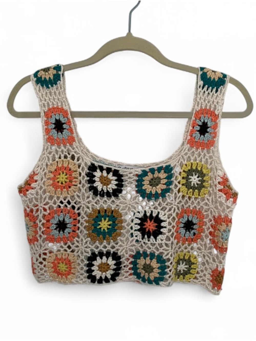 Aster Crochet Multicolor Square Crop Tank Top